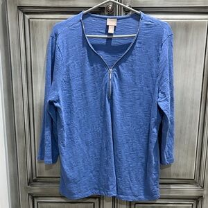 Chico's Blue Long Sleeve Top with Zipper